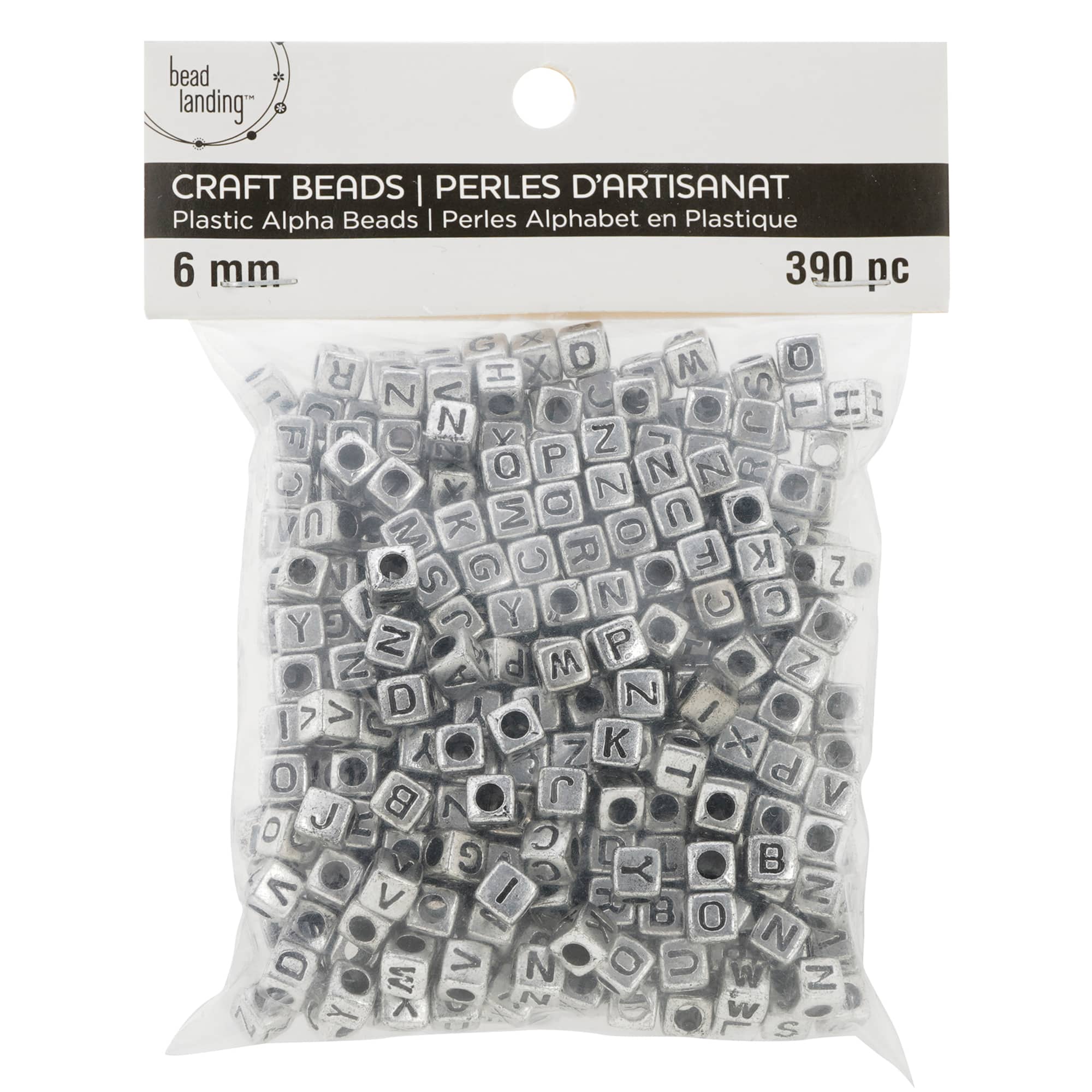 12 Packs: 390 ct. (4,680 total) 6mm Silver Alphabet Cube Crafting Beads by Bead Landing™